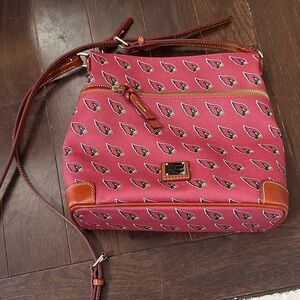 Dooney & Bourke Red Crossbody Bag with Logo Pattern